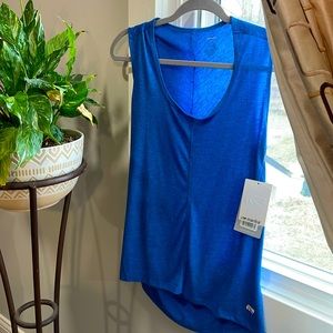 Marika Blue Sleeveless Sandy Cowl Back Tank